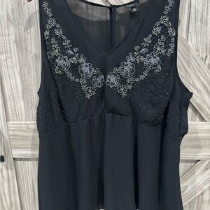 Torrid Black Floral Embroidered Blouse